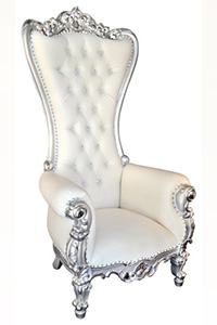 Silver/White Throne Chair