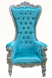 Aqua Velvet with Silver Trim Throne Chair